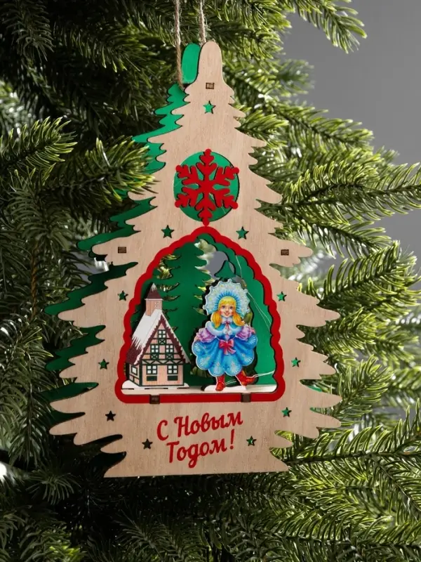 Подвеска световая &laquo;Снегурочка&raquo;, 16&times;3&times;22.5 см, 6 LED, от батареек, свечение тёплое белое