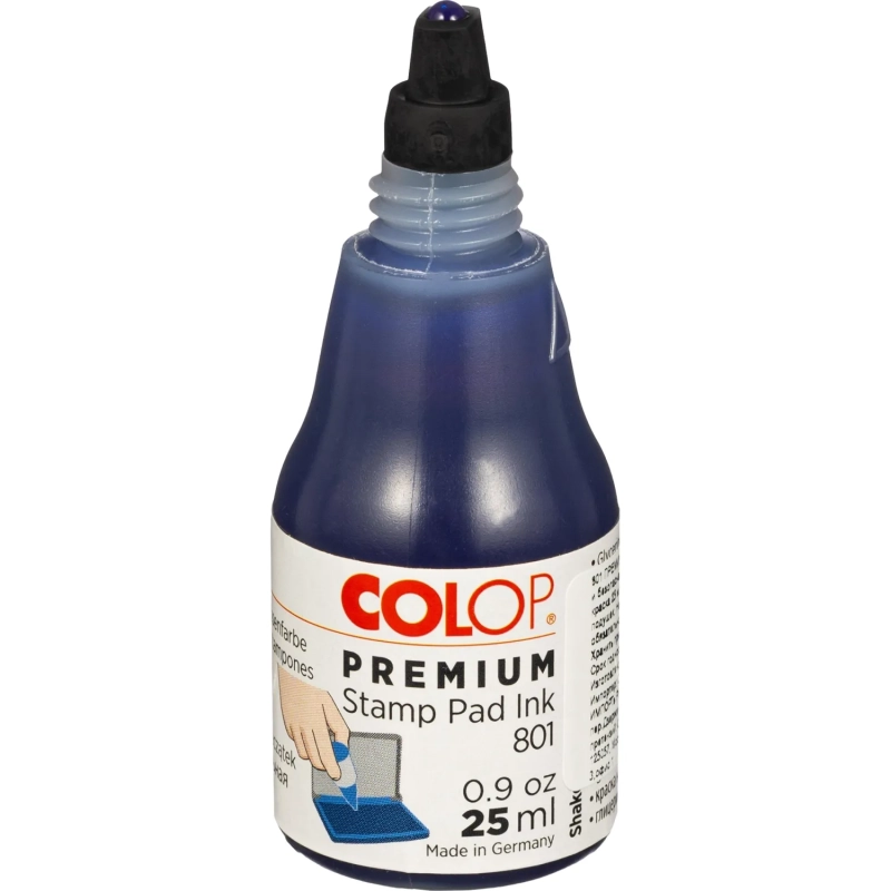 Краска штемпельная 801 Premium водно-глиц осн,син,25мл Colop пр-во Германия