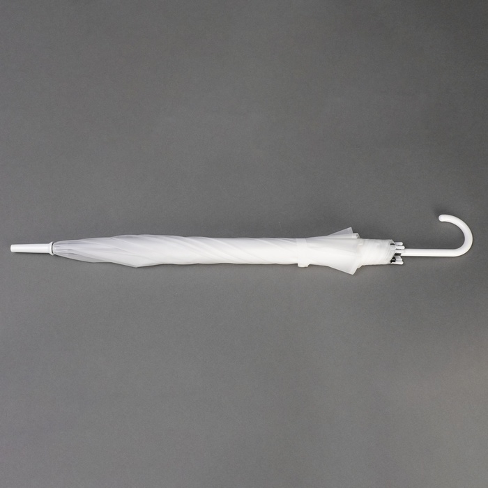 Зонт - трость полуавтоматический «Однотонный», 8 спиц, R = 46 см, цвет белый Зонт - трость полуавтоматический «Однотонный», 8 спиц, R = 46 см, цвет белый