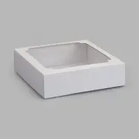 Коробка складная, крышка-дно,с окном, белая, 23 х 23 х 6,5 см