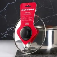 Крышка для сковороды и кастрюли Доляна, d=20 см, нержавеющий обод, пластиковая ручка, стекло, прозрачная
