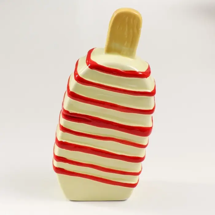 Копилка для денег &laquo;Подтаявшее эскимо&raquo;, керамика, красные полоски, 8.2&times;3.8&times;15.5 см