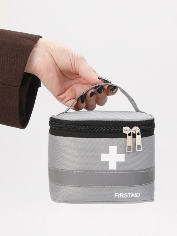 Косметичка-сундук Аптечка, 14*10*10, отд на молнии, серый