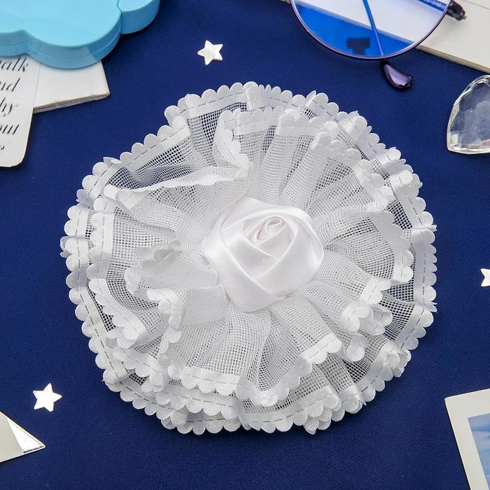 Резинка для волос бант Резинка для волос бант "Школьница" кружево роза, d-10 см, белый