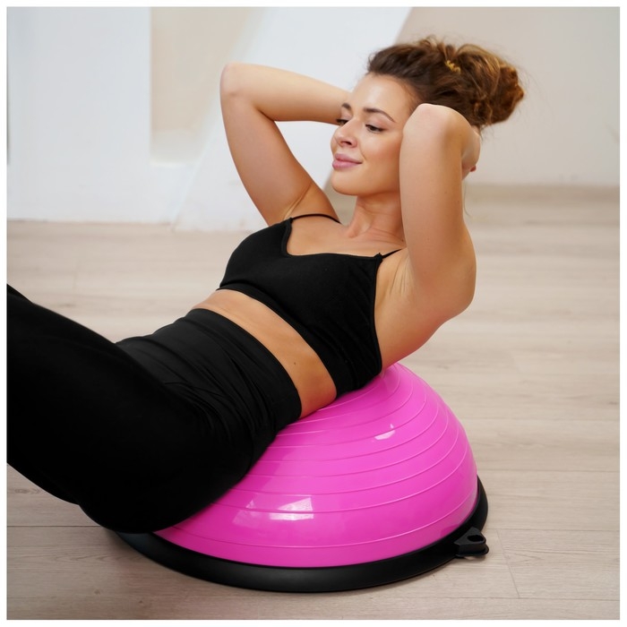 Полусфера BOSU гимнастическая, 55 х 20 см, с насосом, цвет розовый Полусфера BOSU гимнастическая, 55 х 20 см, с насосом, цвет розовый