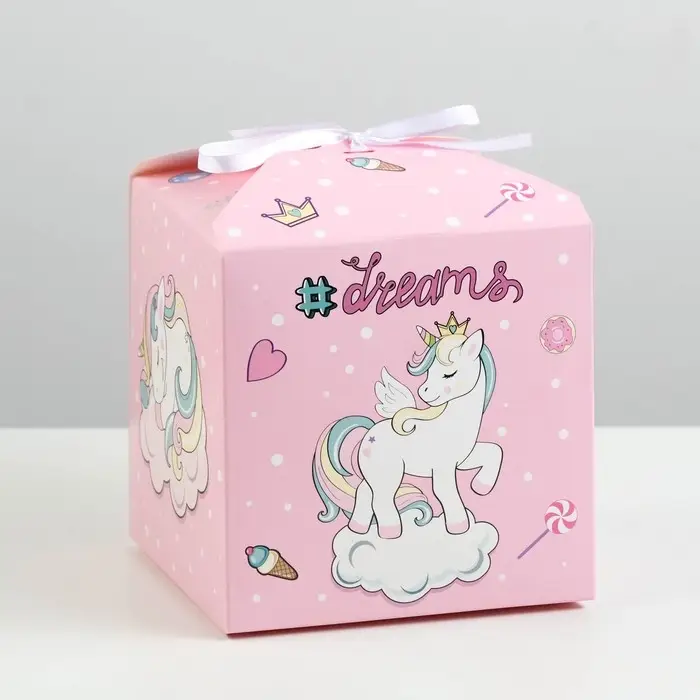 Коробка складная "Единороги", 14 х 14 х 14 см