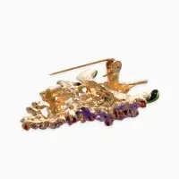 Брошь "Цветок Сирени", цвет фиолетово-зелёная в золоте Брошь "Цветок Сирени", цвет фиолетово-зелёная в золоте