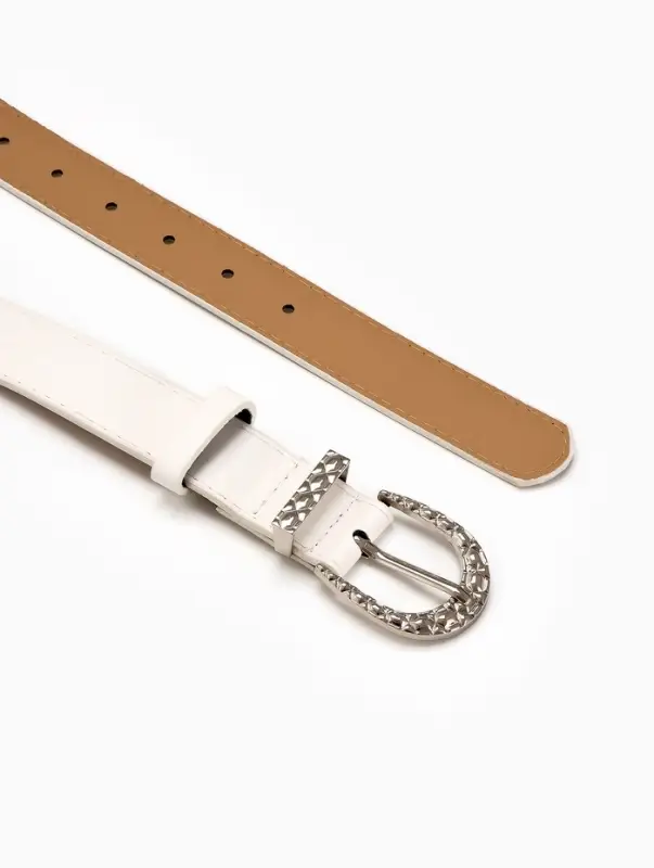 Ремень женский &laquo;Кэлли&raquo;, 110&times;3 см, пряжка металл, серебристая, белый