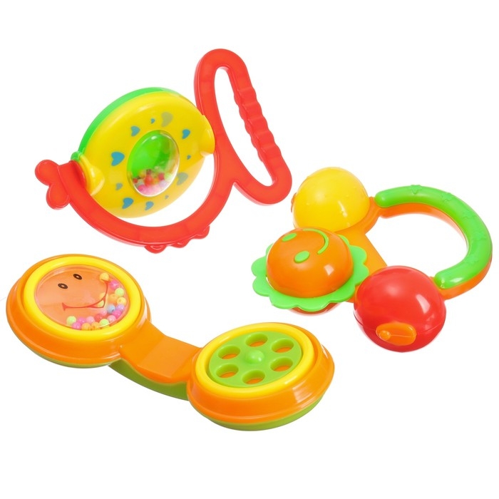 Набор погремушек «Маленькие радости», 3 шт, цвет МИКС, Крошка Набор погремушек «Маленькие радости», 3 шт, цвет МИКС, Крошка