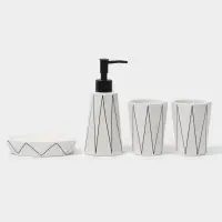 Аксессуары для ванной &laquo;Локо&raquo;, 4 предмета, дозатор для мыла 280 мл, мыльница, 2 стакана 250 мл, белые