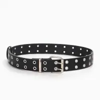 Ремень женский, 3.5&times;105 см, с люверсами, пряжка металл, чёрный
