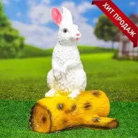 Садовая фигура из гипса &laquo;Зайка на бревне&raquo;, 44&times;18&times;27 см