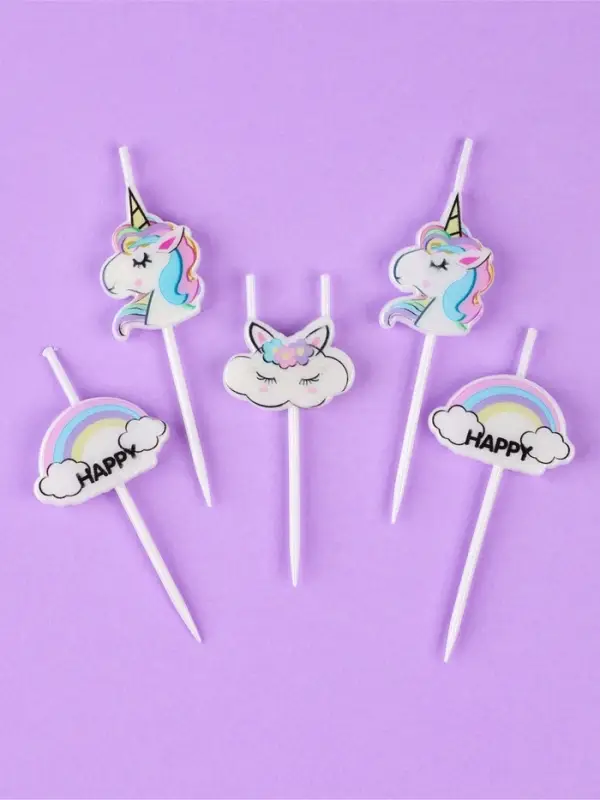 Свеча для торта &laquo;Единороги и облака&raquo;, 5 шт., белые