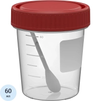 Контейнер д/сбора биопроб Перинт стер с ложк 60мл КО0НЛПП,400шт/уп крышкой