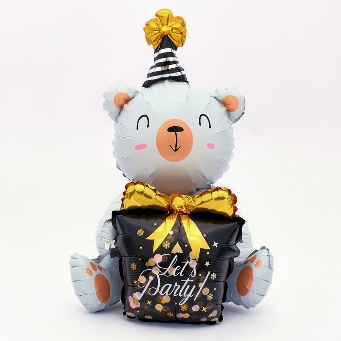 Шар фольгированный 36 Шар фольгированный 36" "Белый мишка с подарком"