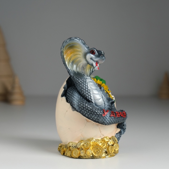 Копилка полистоун Копилка полистоун "Змея тёмная с подсолнухами и монетами" 7,2х6,5х11,2 см