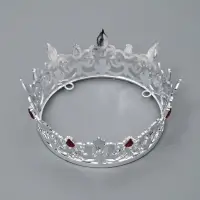 Топпер для торта &laquo;Корона&raquo;, 15&times;5.2 см, серебряная с красными стразами