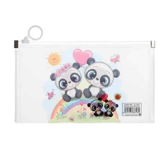 Папка-конверт на молнии формат А65, 180 мкр Папка-конверт на молнии формат А65, 180 мкр "Котики, Панды, Единороги", МИКС