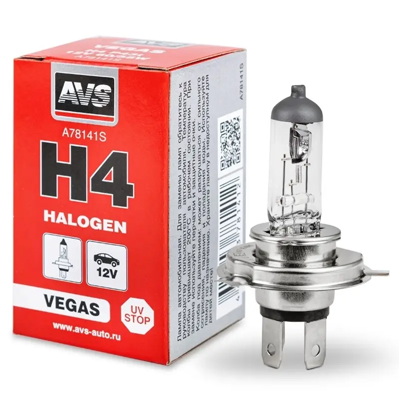 Галогенная лампа AVS Vegas H4.12V. 60/55W.1шт.