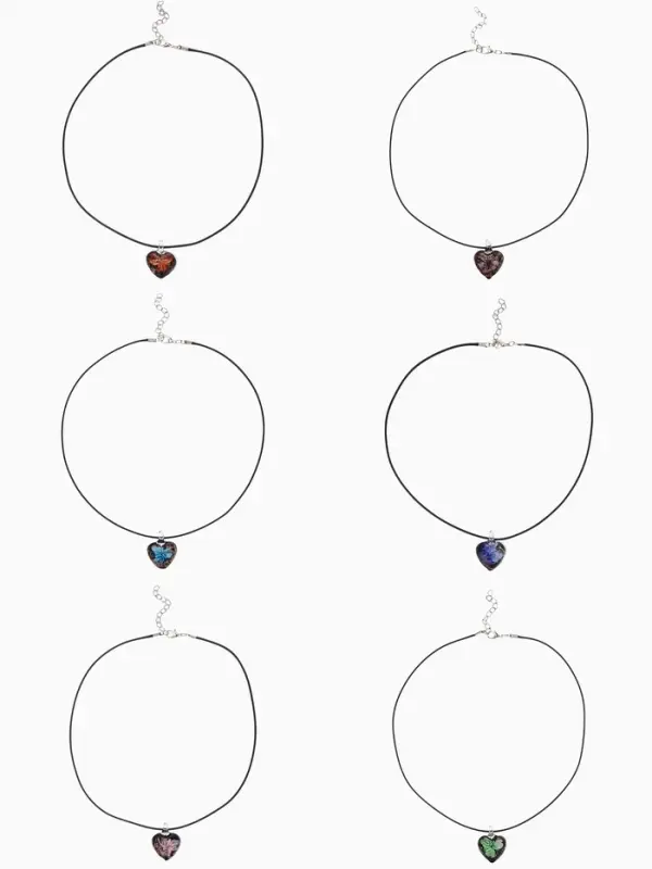 Кулон на шнурке &laquo;Муранское стекло&raquo;, малый, сердечко темное, МИКС, 45 см