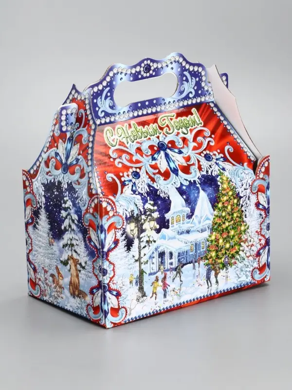 Подарочная новогодняя коробка «Зимпяя тройка в синем» 20×12×19 см Подарочная новогодняя коробка «Зимпяя тройка в синем» 20×12×19 см