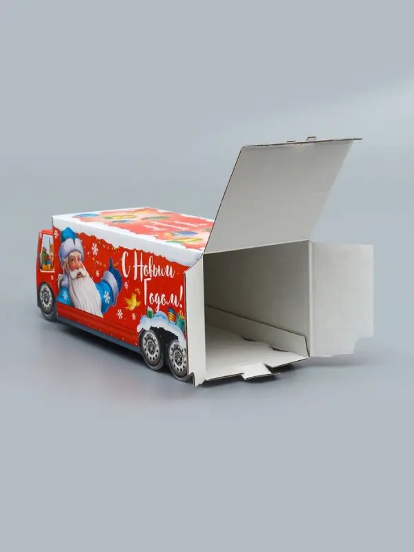 Подарочная коробка Новогодняя Фура «Везу радость» с анимацией 36×15×10 см Подарочная коробка Новогодняя Фура «Везу радость» с анимацией 36×15×10 см