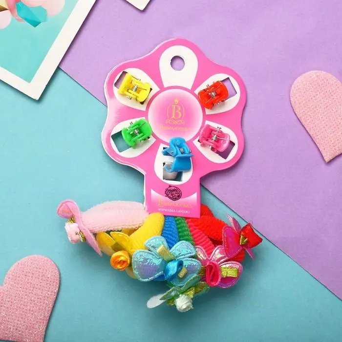Набор для волос "Цветик" (5 крабов, 6 резинок) бантик перелив, микс