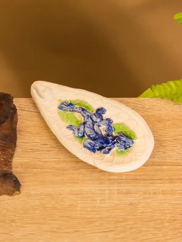 Подставка под благовония «Ящерица», 14×7×1.5 см, керамика, синяя