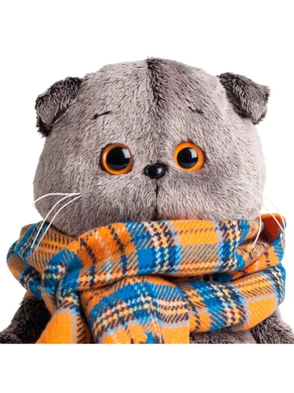 Мягкая игрушка &laquo;Кот Басик и шарф в клеточку&raquo;, 19 см