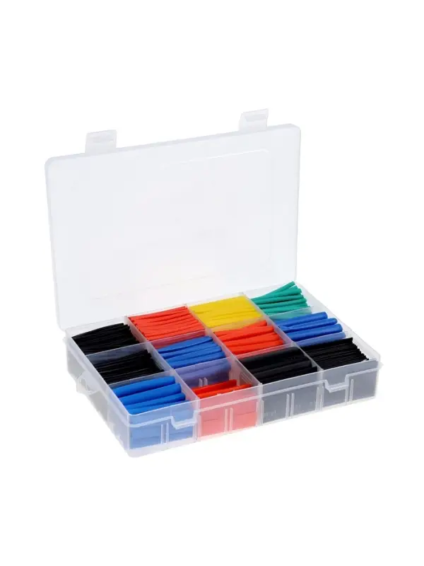 Термоусаживаемая трубка, 1/1.5/2/2.5/3/3.5/4/5/6/7/10/13 мм, набор 750 штук, длина 45 мм, в кейсе