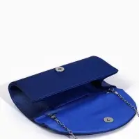 Сумка-клатч вечерняя на магните, на серебристой цепочке, синяя