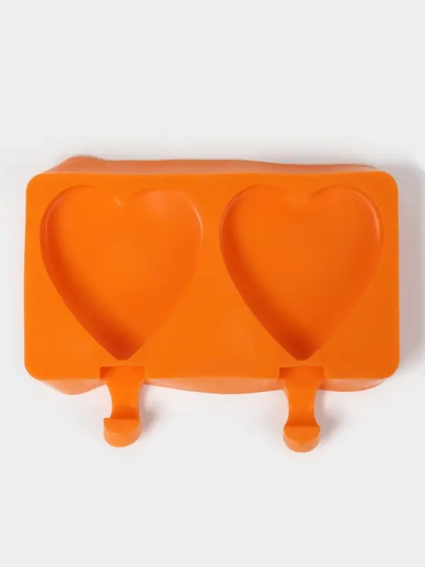 Форма для мороженого &laquo;Сердечко&raquo;, силикон, 19.5&times;14&times;2.5 см, 2 ячейки (8.4&times;9 см), МИКС