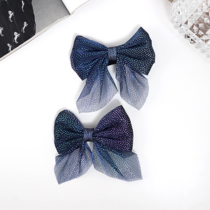 Зажим для волос  Зажим для волос "Марта" (набор 2 шт) блеск, 7,5 см, синий