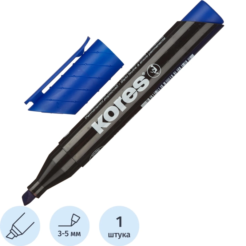 Маркер перманентный KORES синий 3-5 мм скошенный наконечник '20953