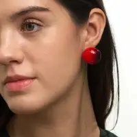 Серьги &laquo;Вишня&raquo;, красные в золоте