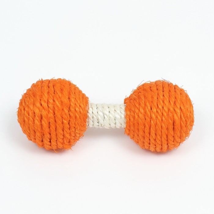 Гантель-погремушка сизалевая, 11,5 см, оранжевая Гантель-погремушка сизалевая, 11,5 см, оранжевая