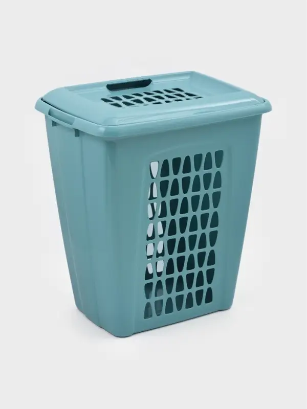 Корзина для белья с крышкой «Молетта», 60 л, 47.9×36.9×55 см, прямоугольная, бирюзовая Корзина для белья с крышкой «Молетта», 60 л, 47.9×36.9×55 см, прямоугольная, бирюзовая