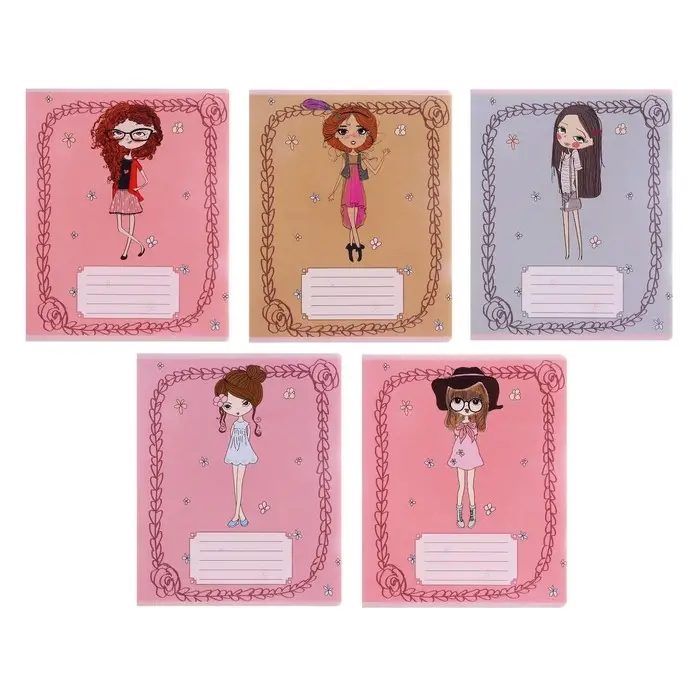 Тетрадь 12 листов в клетку Calligrata &laquo;Девочки&raquo;, обложка мелованный картон, МИКС