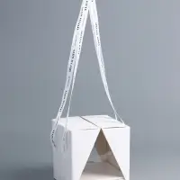 Коробка под бенто - торт с ленточками, белая, 15.5&times;15.5&times;16 см