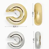 Серьги &laquo;Каффы&raquo;, набор 2 шт. бублики, цвет серебро с золотом