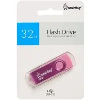 Флешка Smartbuy Twist, 32 Гб, USB 2.0, чтение до 25 Мб/с, запись до 15 Мб/с, розовая