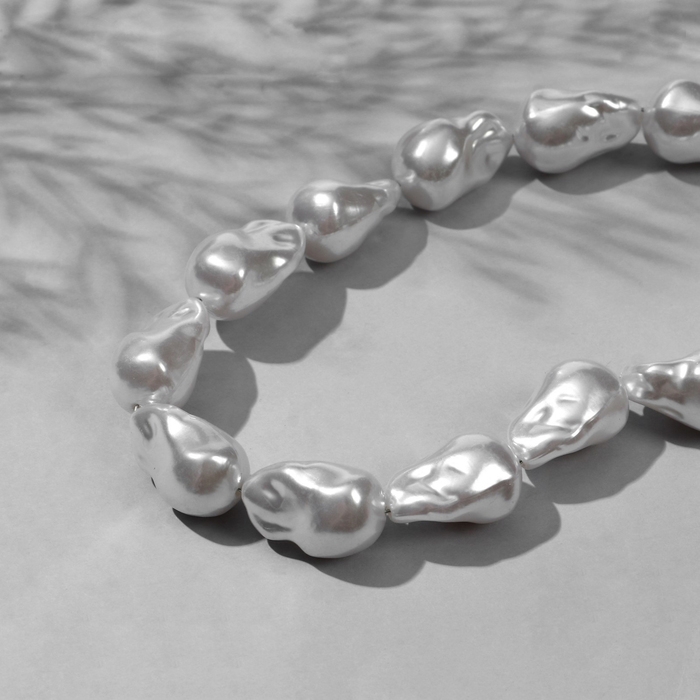 Бусины пластиковые на нити «Жемчуг» 24×16 мм, (набор 60 шт.), цвет белый