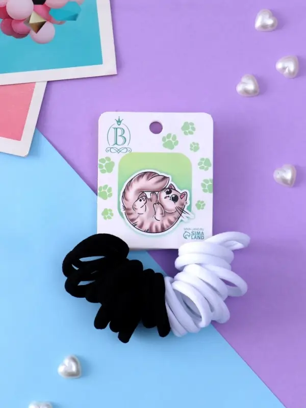 Резинка для волос «Кисонька», набор 20 шт., клубочек, 2.5 см, чёрная, белая Резинка для волос «Кисонька», набор 20 шт., клубочек, 2.5 см, чёрная, белая