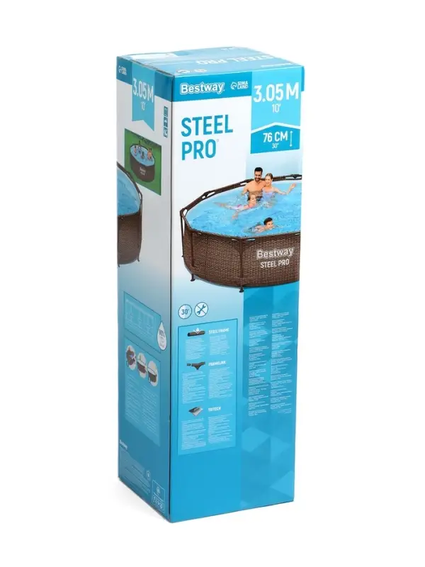 Бассейн каркасный Steel Pro, 305&times;76 см, круглый, цвет ротанг, 561JE Bestway
