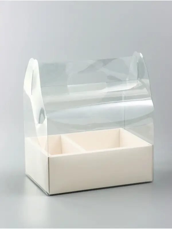 Коробка с PVC для цветов и десертов 26&times;18&times;30 см, белый