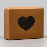 Коробка складная &laquo;Сердца&raquo;, крафт, с окном, 10&times;8&times;3.5 см