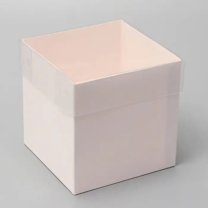 Коробка для цветов с PVC крышкой, 12×12×12 см, белая Коробка для цветов с PVC крышкой, 12×12×12 см, белая