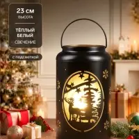 Светодиодная фигура &laquo;Олень в лесу&raquo;, 12.3&times;23 см, 1 LED, от батареек АААх3, свечение тёплое белое