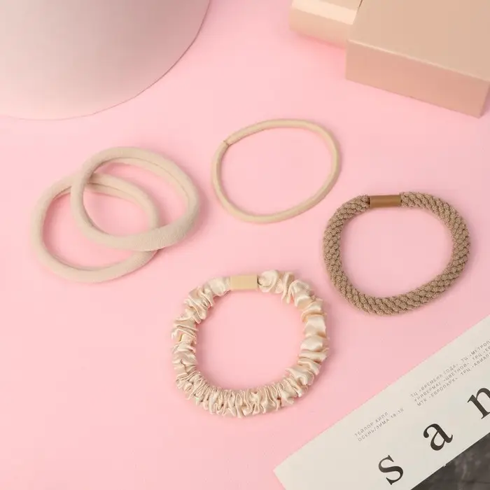 Резинка для волос QF «Жанет», набор 5 шт., нежность, 5 см