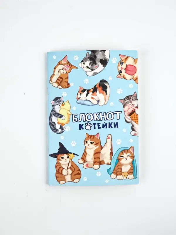 Блокнот А5, 48 листов, в точку, обложка софт-тач  "Котейка"